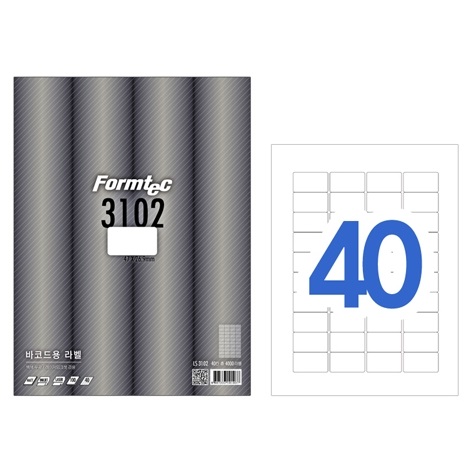 [폼텍] LS-3102 레이저/잉크젯 라벨 A4 100매 (40칸)