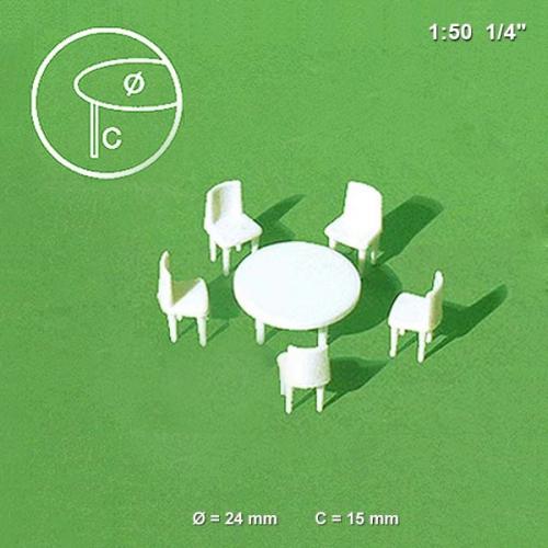 원형 테이블과 의자 (테이블1 의자5)  1:50  / FS5550805